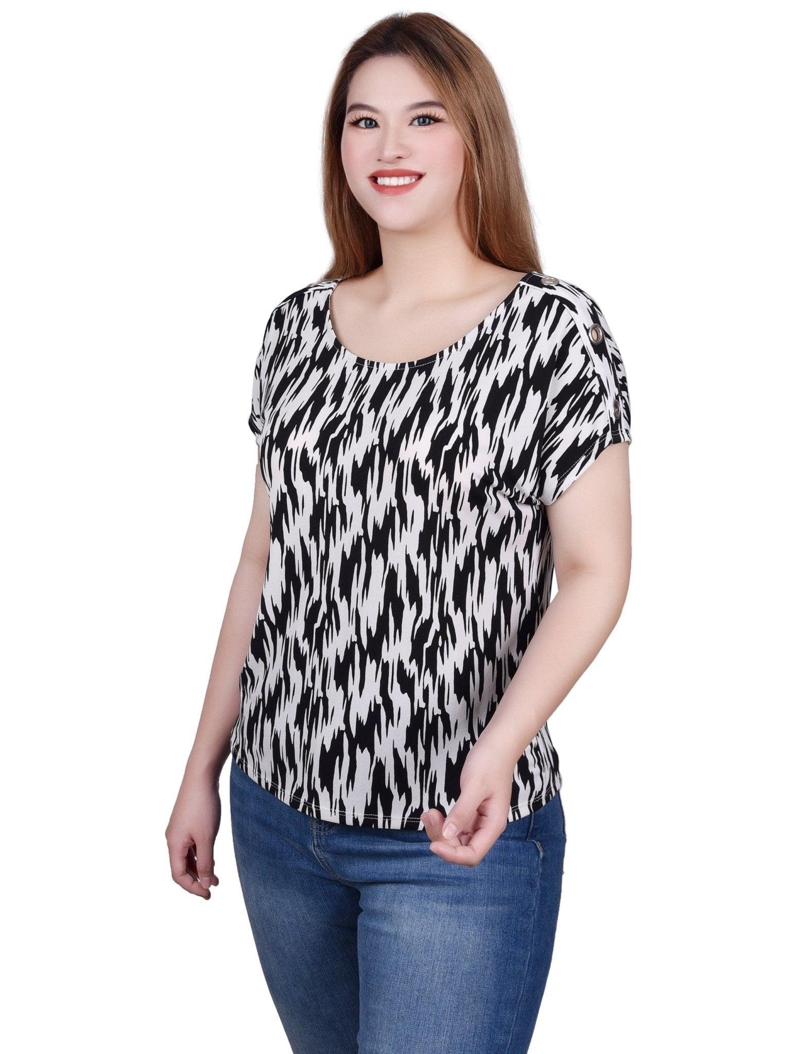 Short Sleeve Extended Sleeve Tunic Top - Petite Product Image