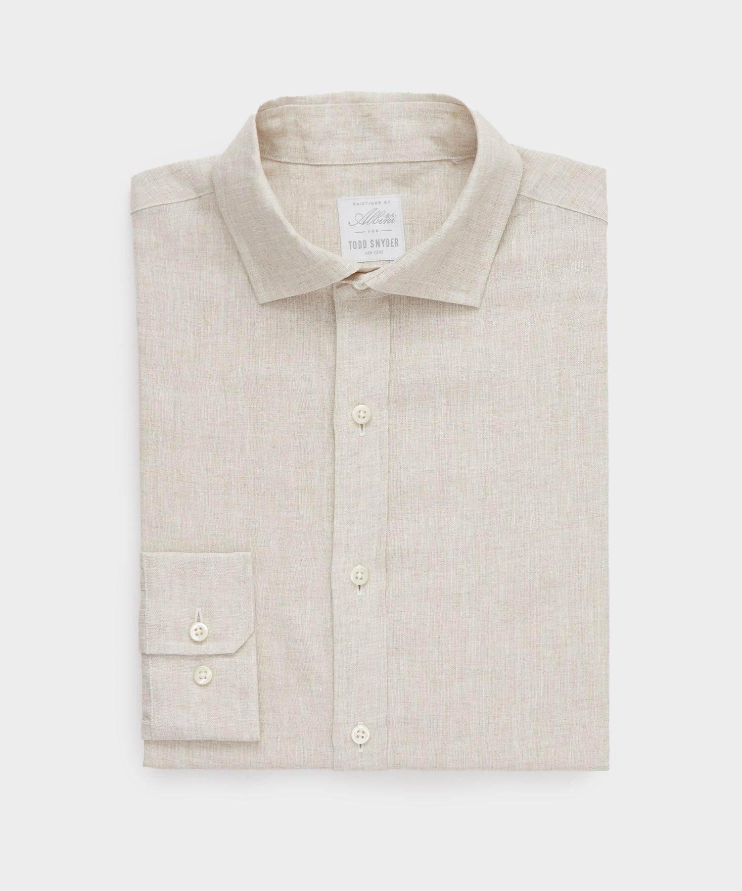 Linen Spread Collar Dress Shirt Product Image