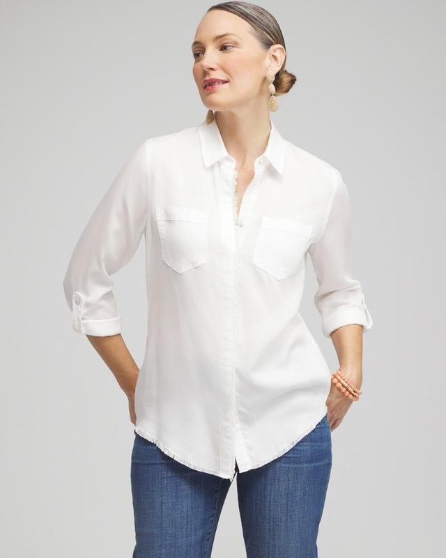 Twill Fringe Hem Shirt Product Image