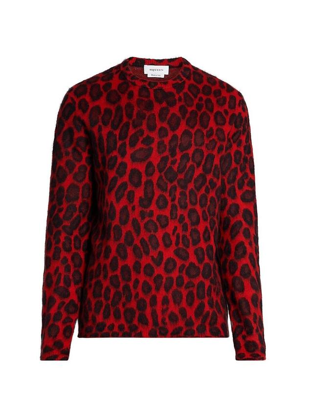 Mens Leopard Brushed Wool Sweater Product Image