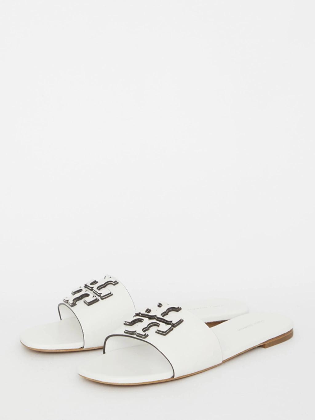 TORY BURCH Ines Leather Medallion Sandals In White Product Image