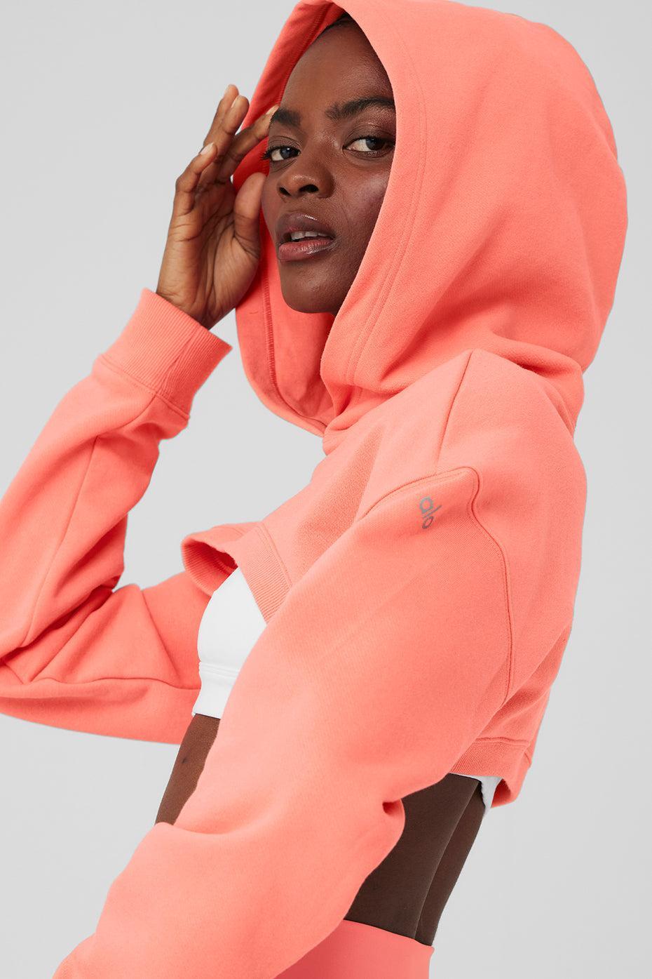 Cropped Shrug It Off Hoodie - Candy Orange Product Image