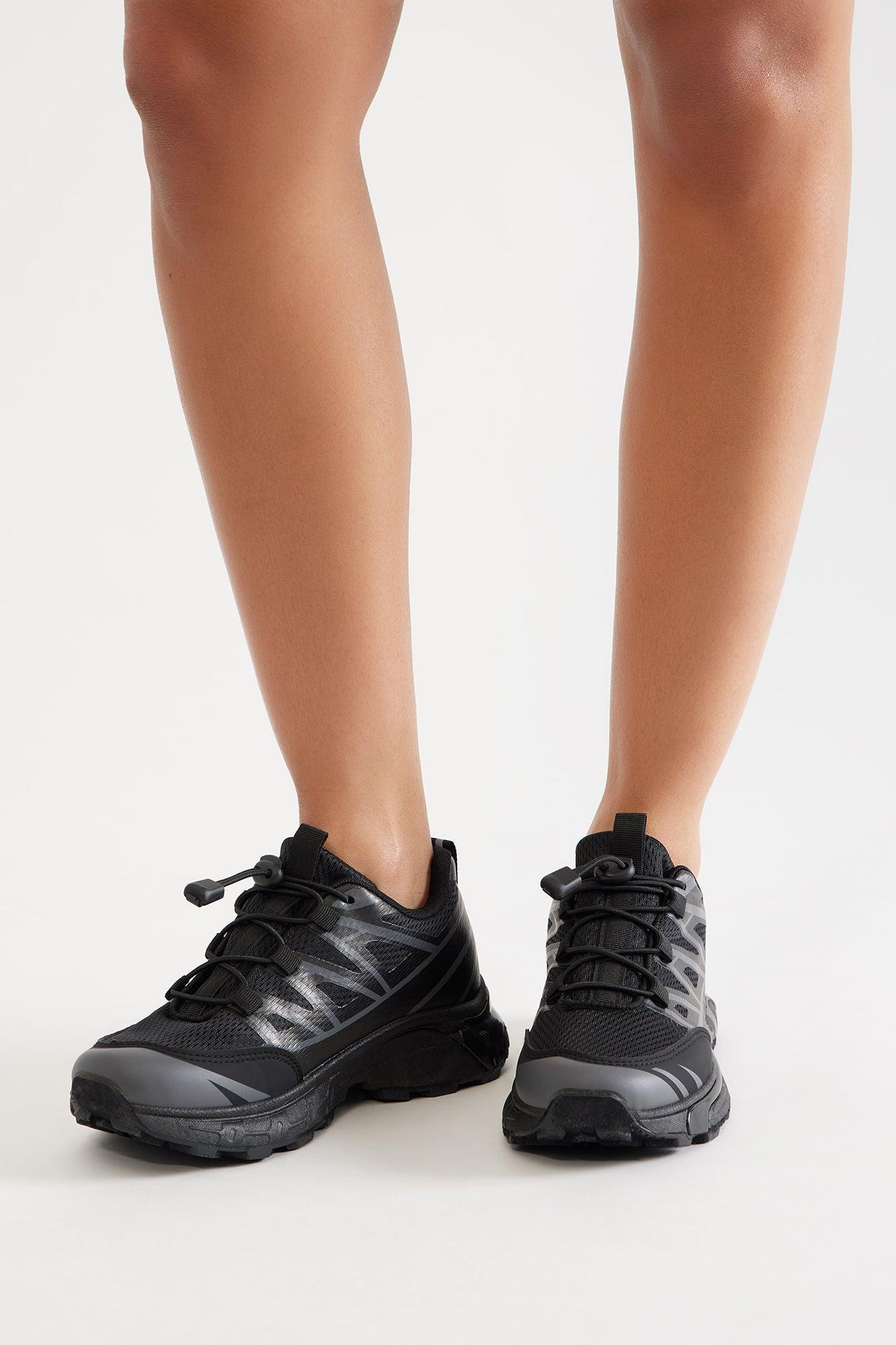 Geo Lace Up Sneakers - Black Product Image