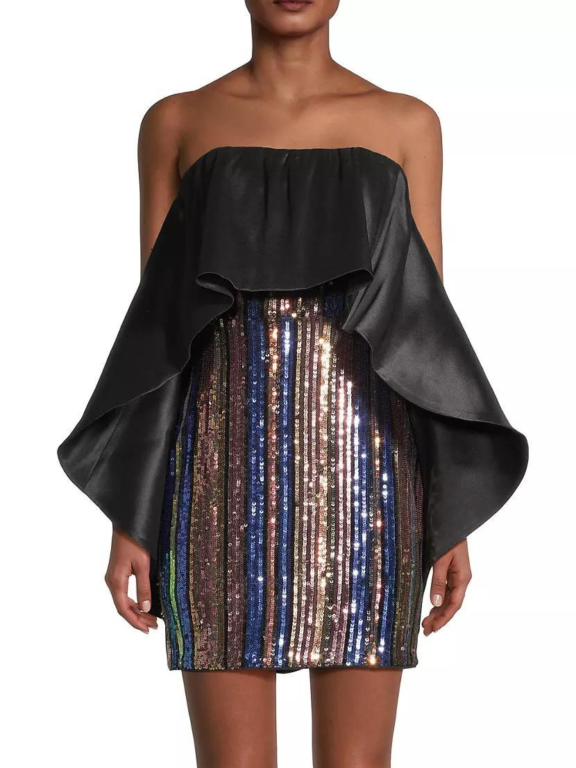 Sequined Stripe Cape Minidress Product Image