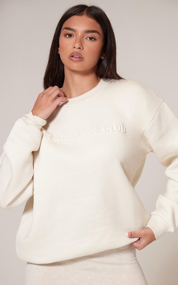 Cream Embroidered Sports Classics Sweatshirt Product Image