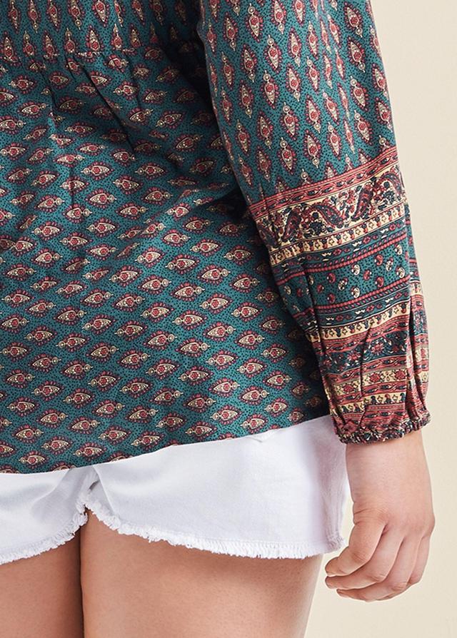 Boho Printed Top - Navy Multi Product Image