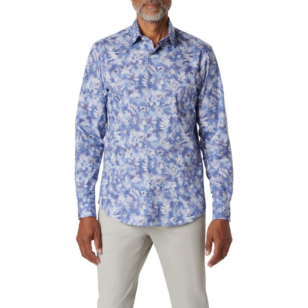 BUGATCHI Julian Shaped Fit Floral Stretch Cotton Button-up Shirt In Air Blue Product Image