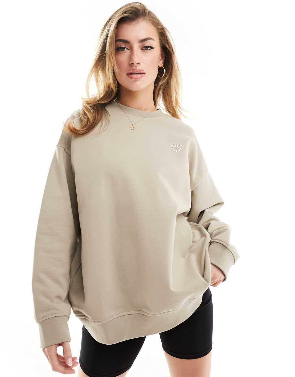 The Couture Club washed emblem sweatshirt in beige Product Image