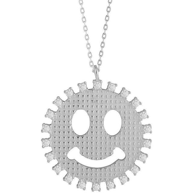 Sunkissed Sterling Cubic Zirconia Smiley Face Medallion Necklace, Womens Multicolor Product Image