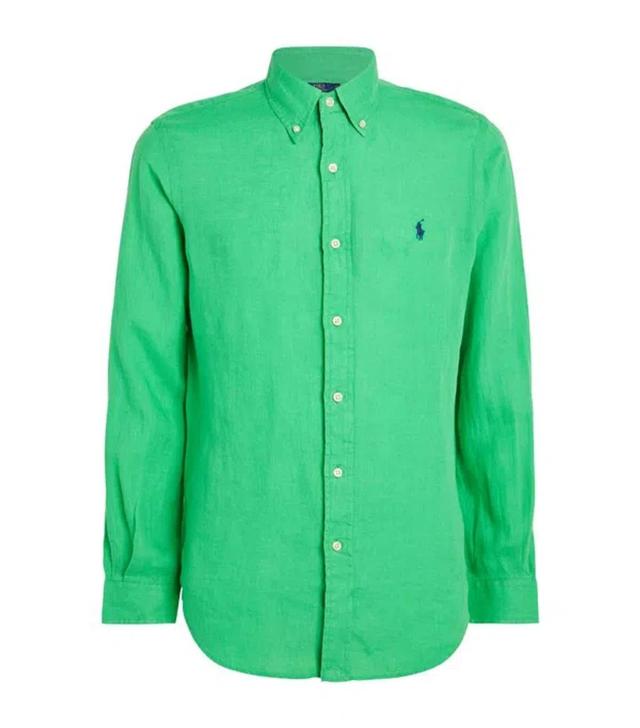 POLO RALPH LAUREN Polo Pony Linen Shirt In Green Product Image