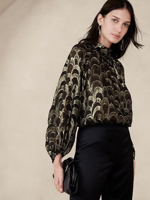 Mali Metallic Silk Jacquard Top Product Image