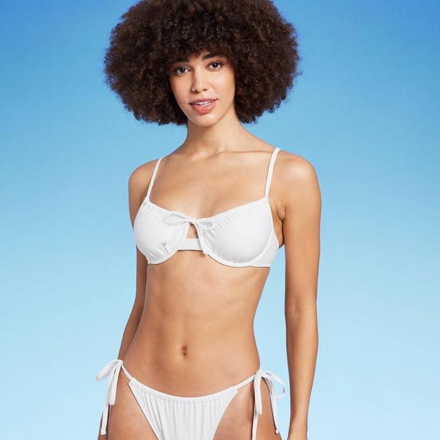 Womens Shirred Underwire Bikini Top - Wild Fable White S Product Image