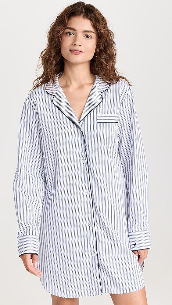 Petite Plume Navy French Ticking Nightshirt | Shopbop Product Image