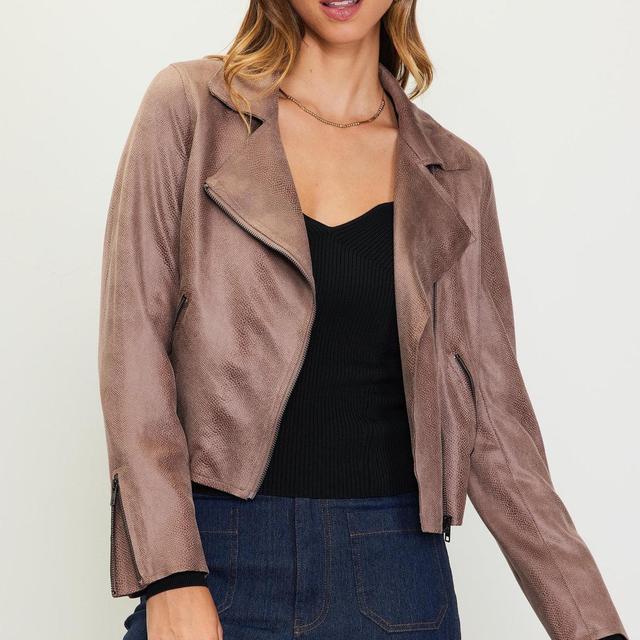 Faux Suede Biker Jacket Product Image