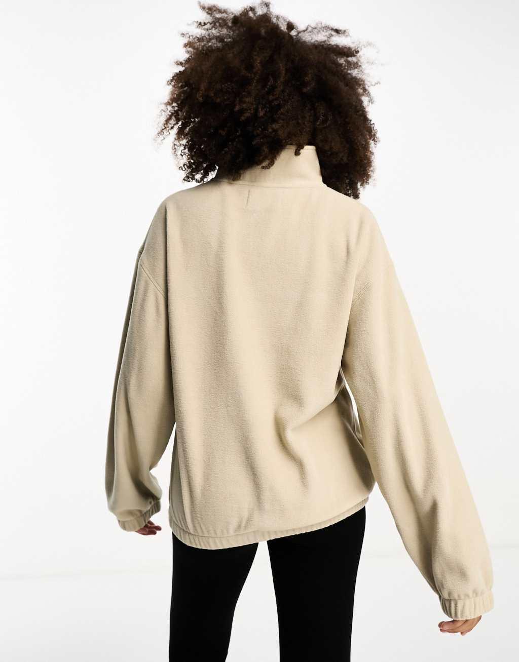 ASOS DESIGN half zip fleece in stone Product Image