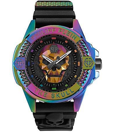 Philipp Plein Mens The $kull Black Silicone Strap Watch 44mm Product Image