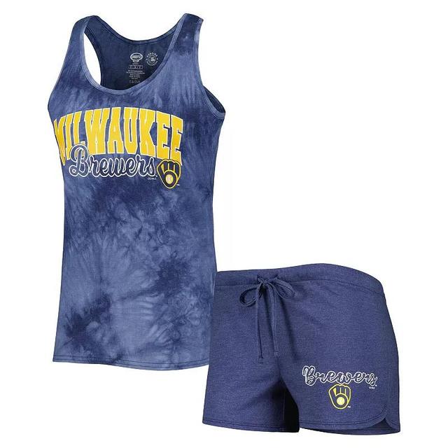 Womens Concepts Sport Navy Milwaukee Brewers Billboard Racerback Tank and Shorts Sleep Set Product Image