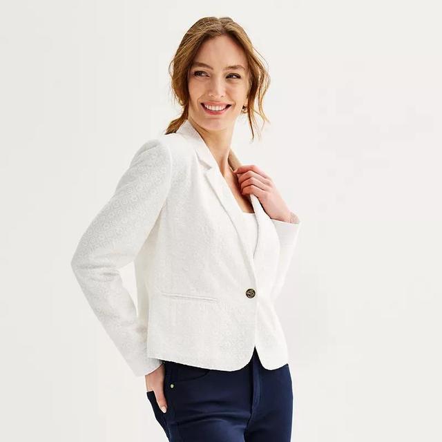 Womens Draper James Eyelet Textured Notch Lapel Blazer Jacket Product Image