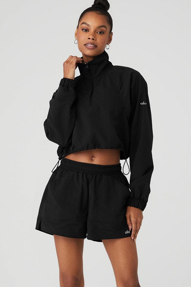 Cropped 1/4 Zip Alumni Pullover - Black Female Product Image