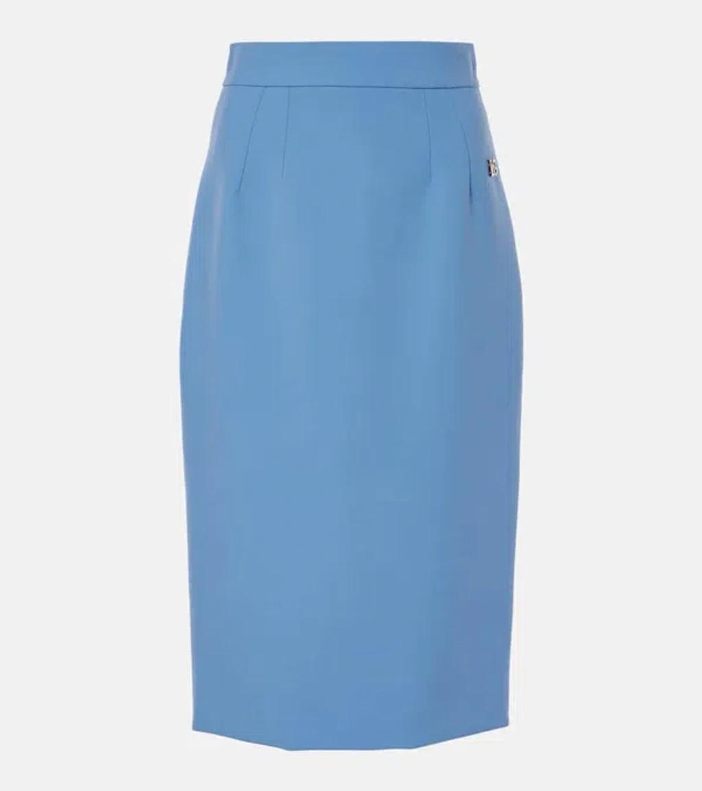 DOLCE & GABBANA High-rise Wool Pencil Skirt In Violett Product Image