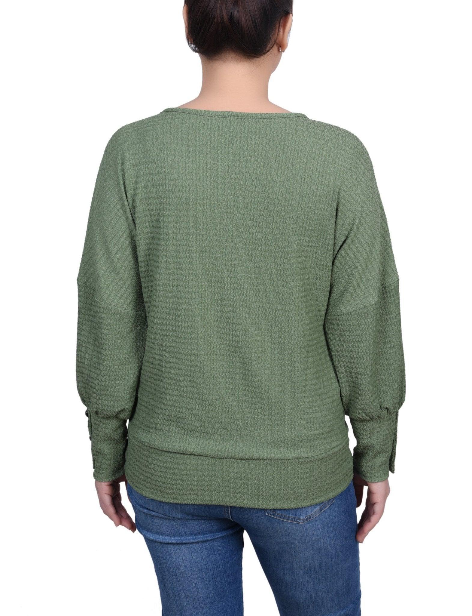 Long Sleeve Textured Knit Top - Petite Product Image