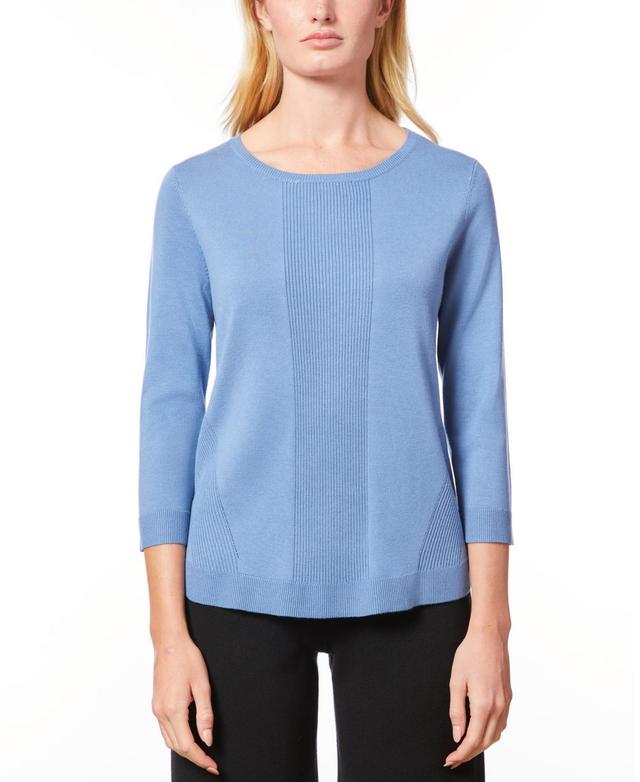 Melissa Paige Womens Ribbed-Detail 3/4-Sleeve Sweater Product Image