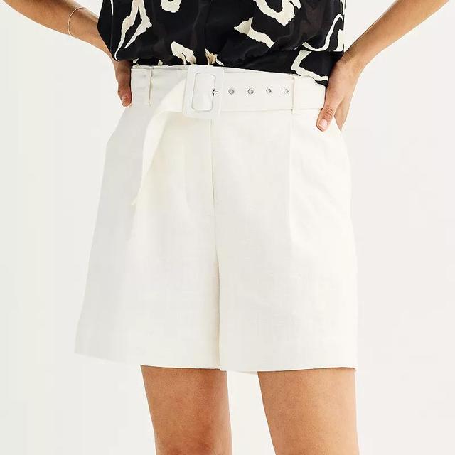 Womens Nine West High-Rise Belted Shorts Product Image