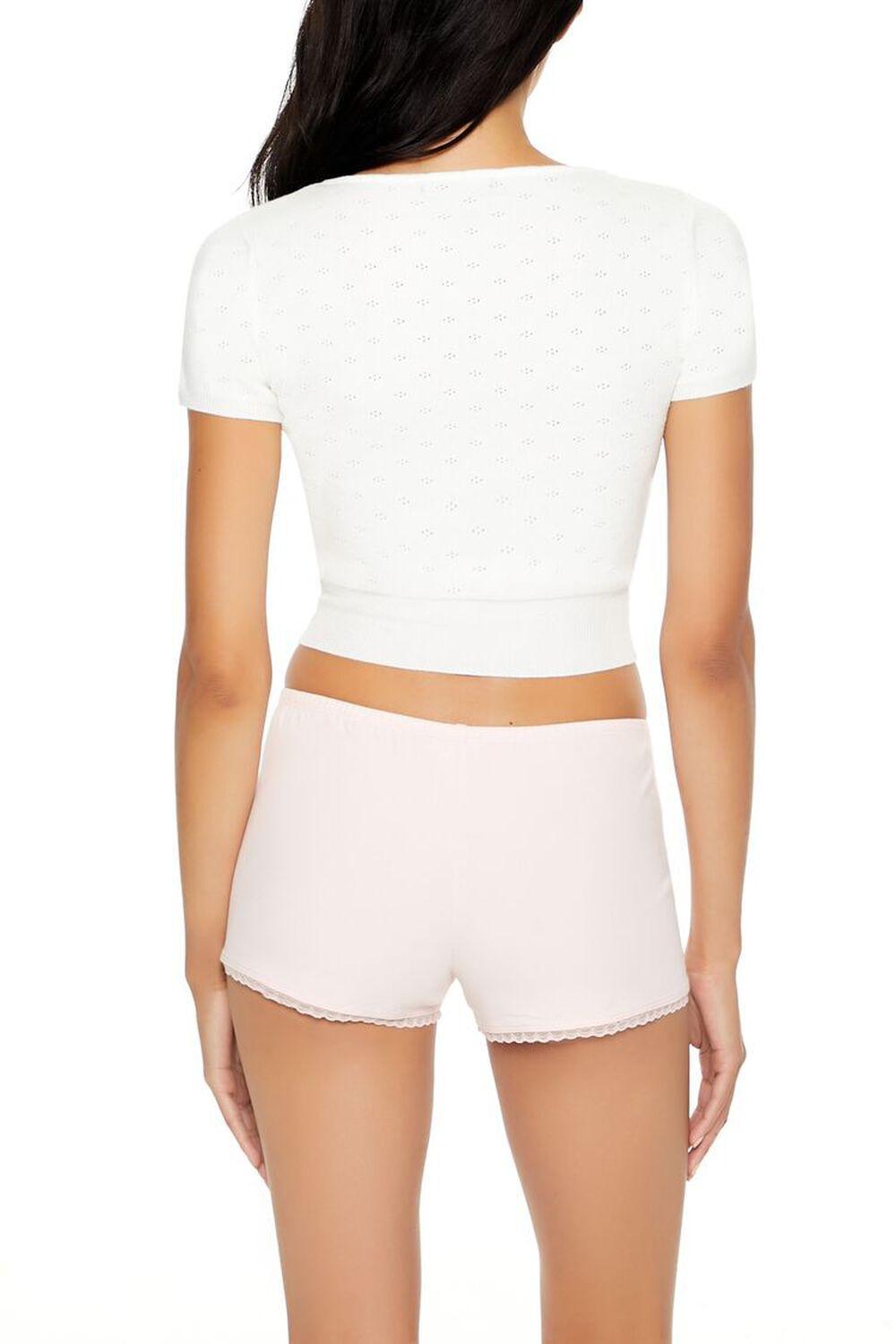 Pointelle Sweater-Knit Bow Crop Top | Forever 21 Product Image