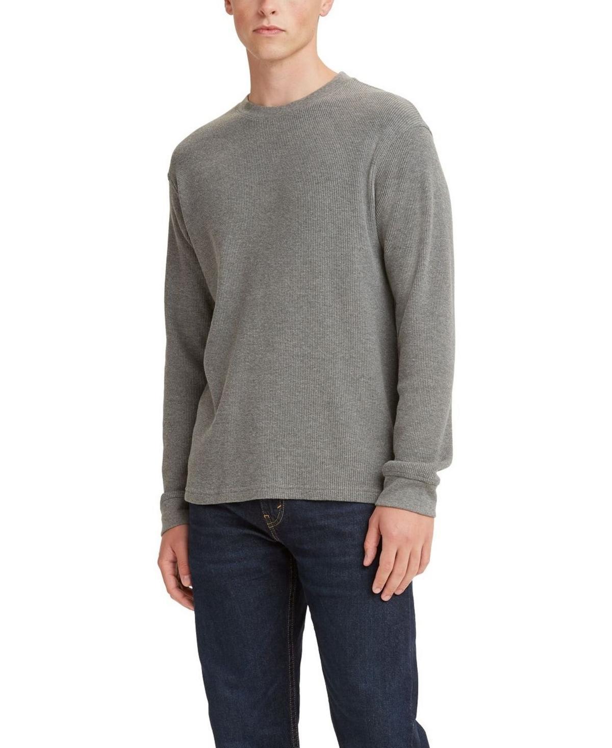 Mens Levis Long Sleeve Standard Fit Thermal T-Shirt Mid Tone Grey Grey Product Image