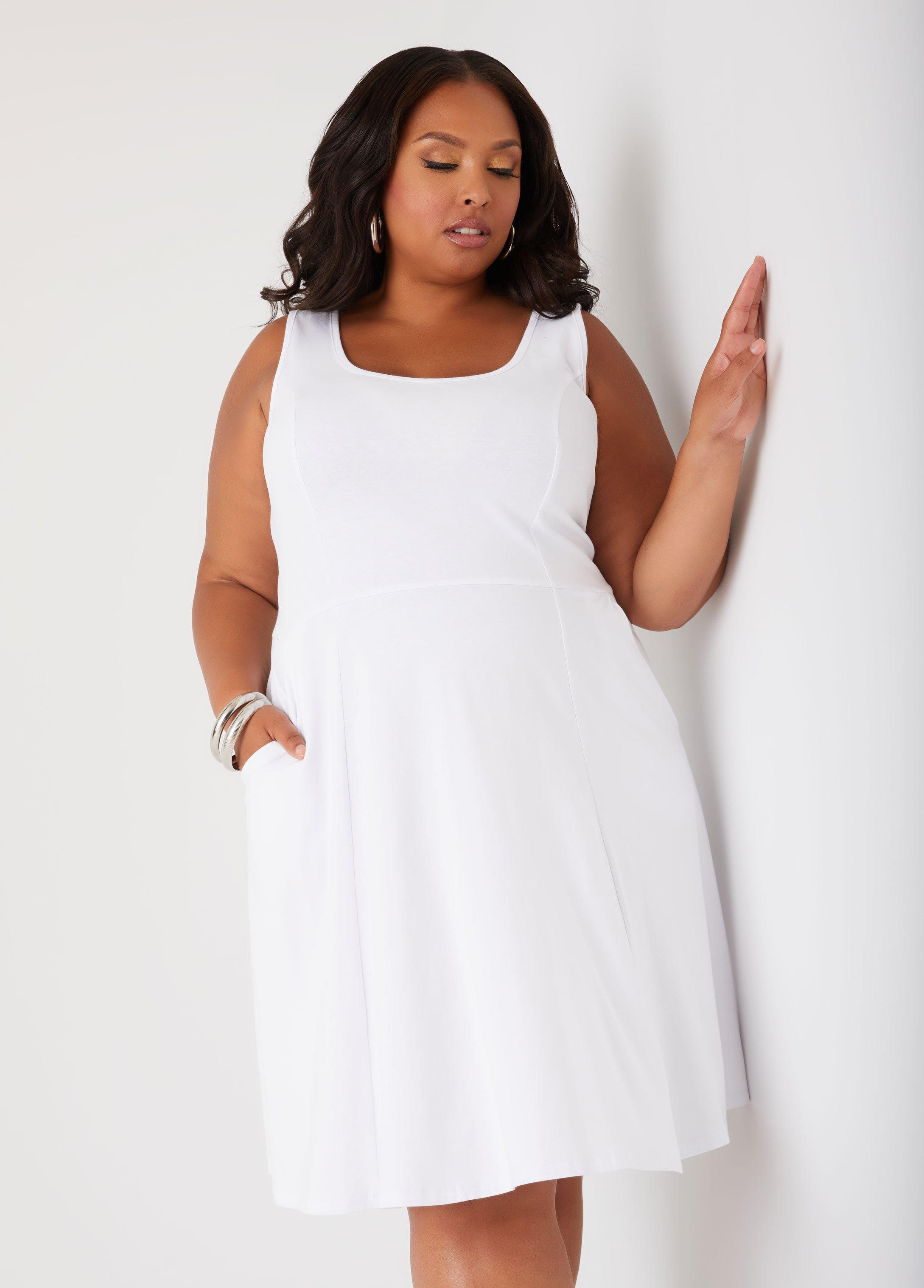 Plus Size Jersey A Line Tank Dress, - Ashley Stewart Product Image