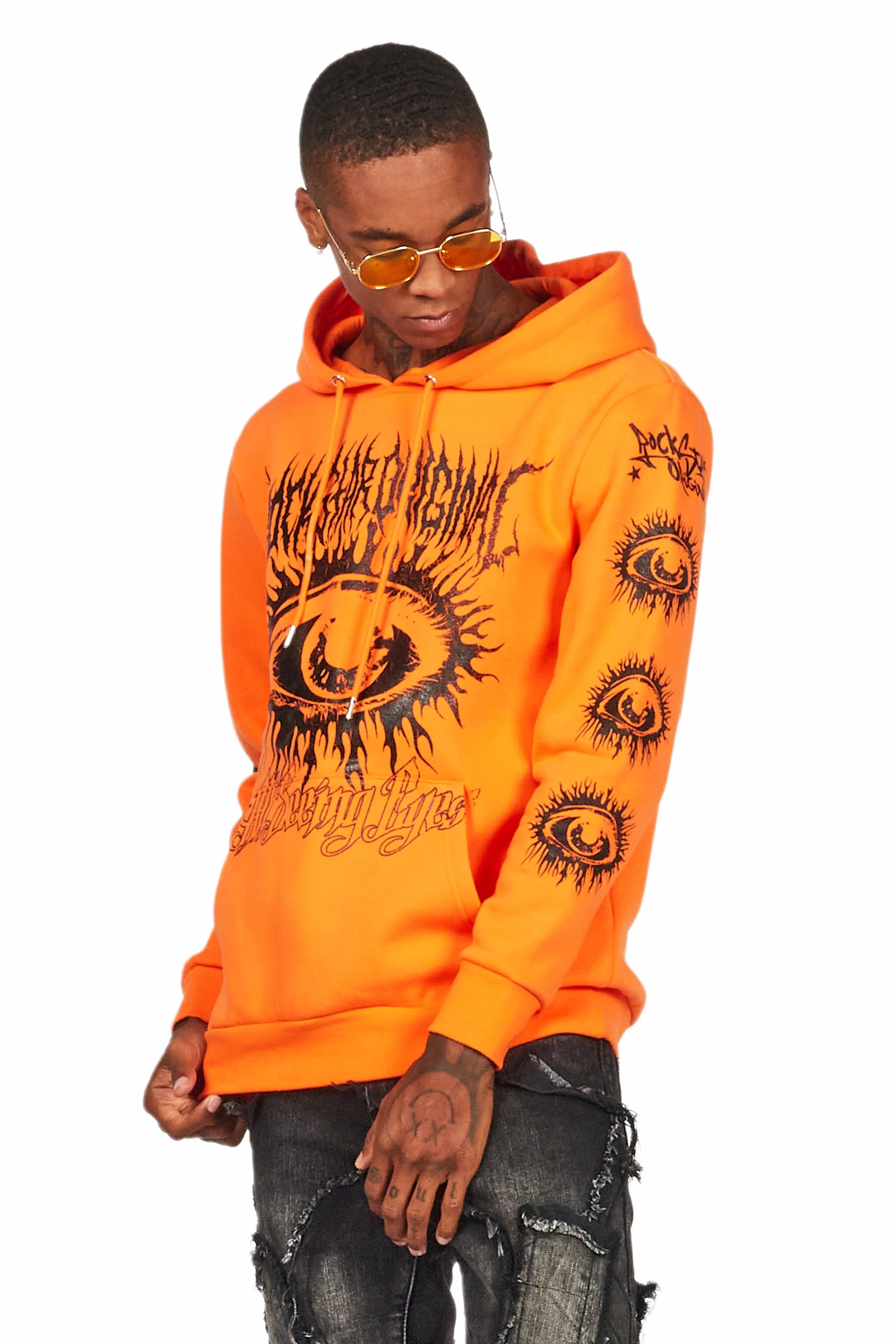 All Seeing Eyes Orange Graphic Hoodie Male Product Image