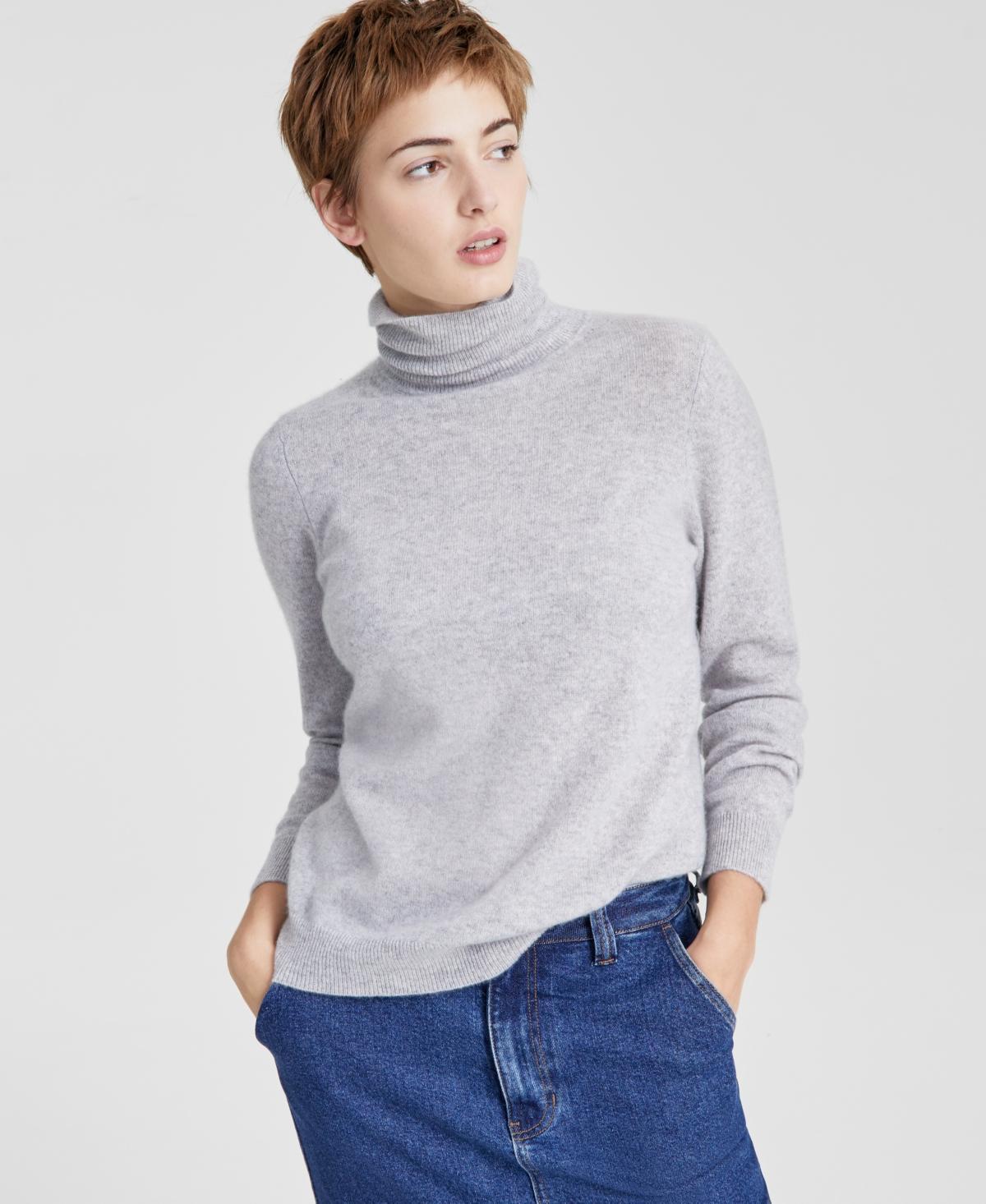 Charter Club 100% Cashmere Womens Turtleneck Sweater, Regular & Petites, Created for Macys Product Image