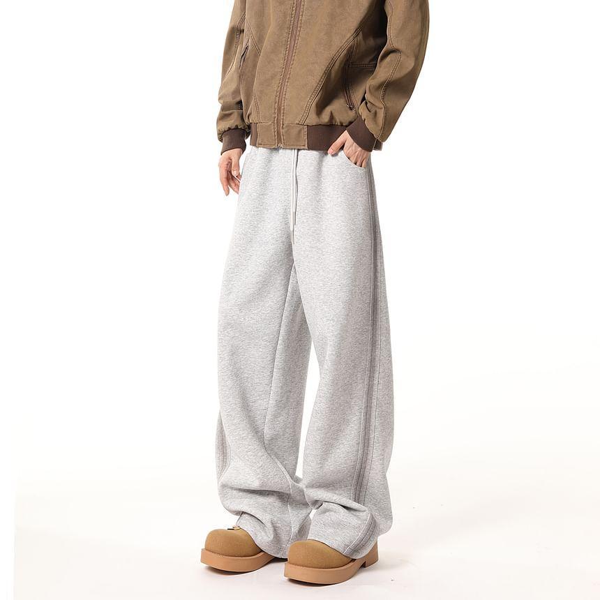 High Waist Plain Wide Leg Sweatpants Product Image