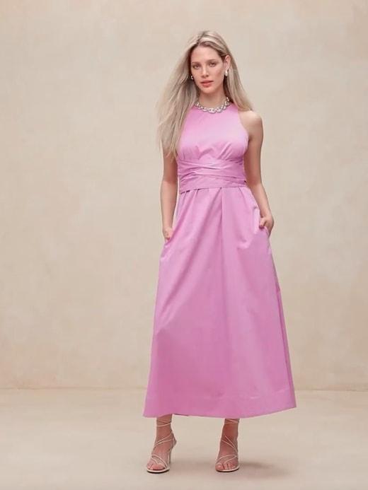 Stretch-Cotton Poplin Maxi Dress Product Image