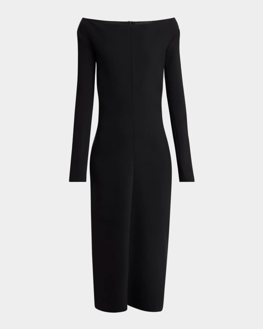 Yara Boat-Neck Bi-Stretch Suiting Dress Product Image