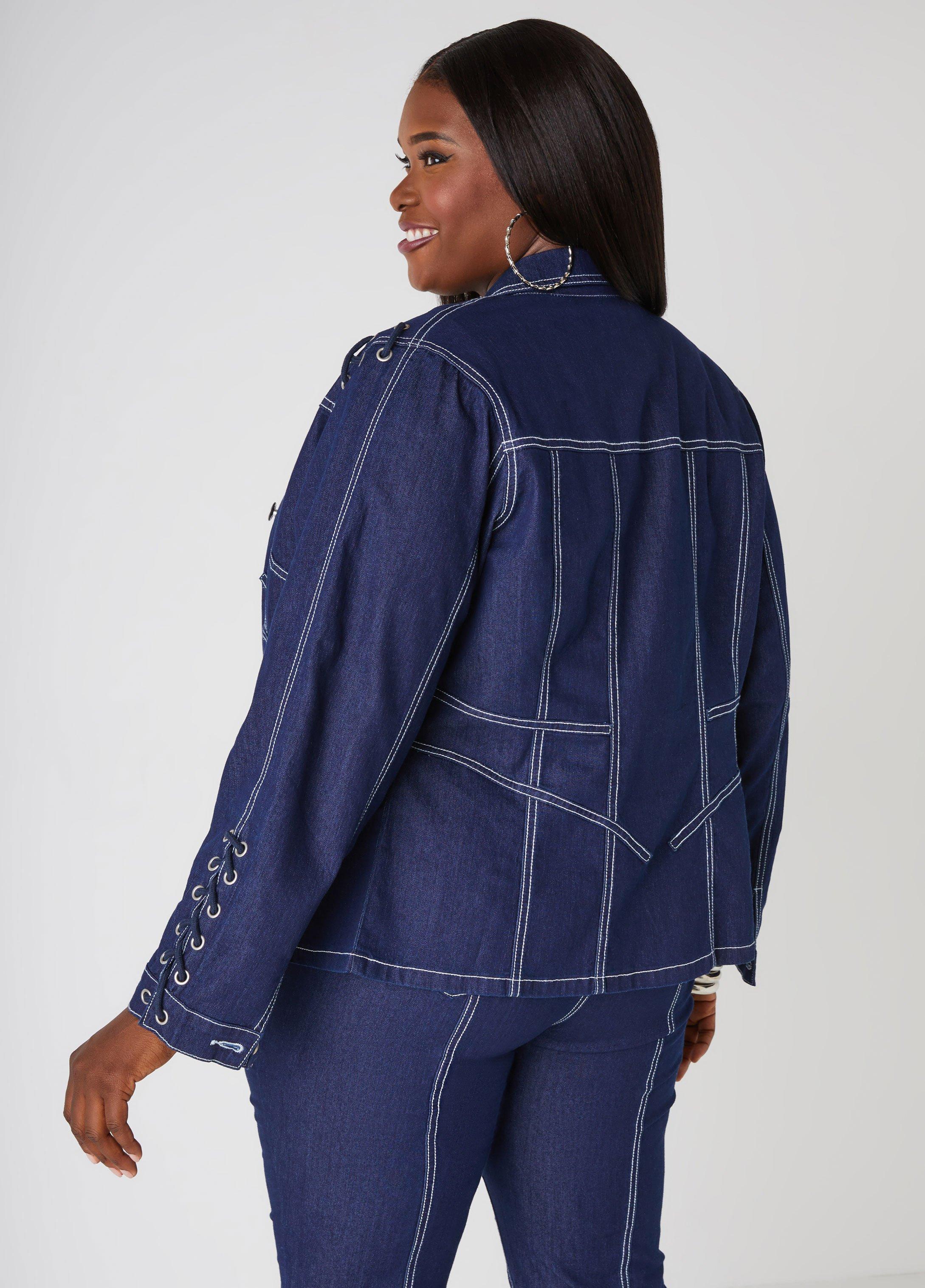 Lace Up Denim Jacket Product Image