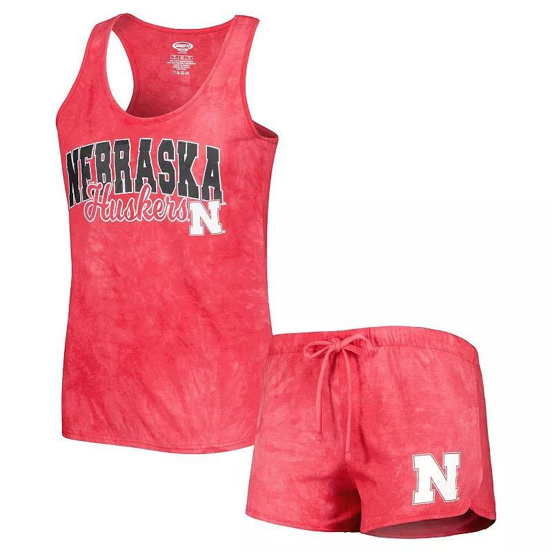 Womens Concepts Sport Scarlet Nebraska Huskers Billboard Tie-Dye Tank and Shorts Sleep Set Product Image