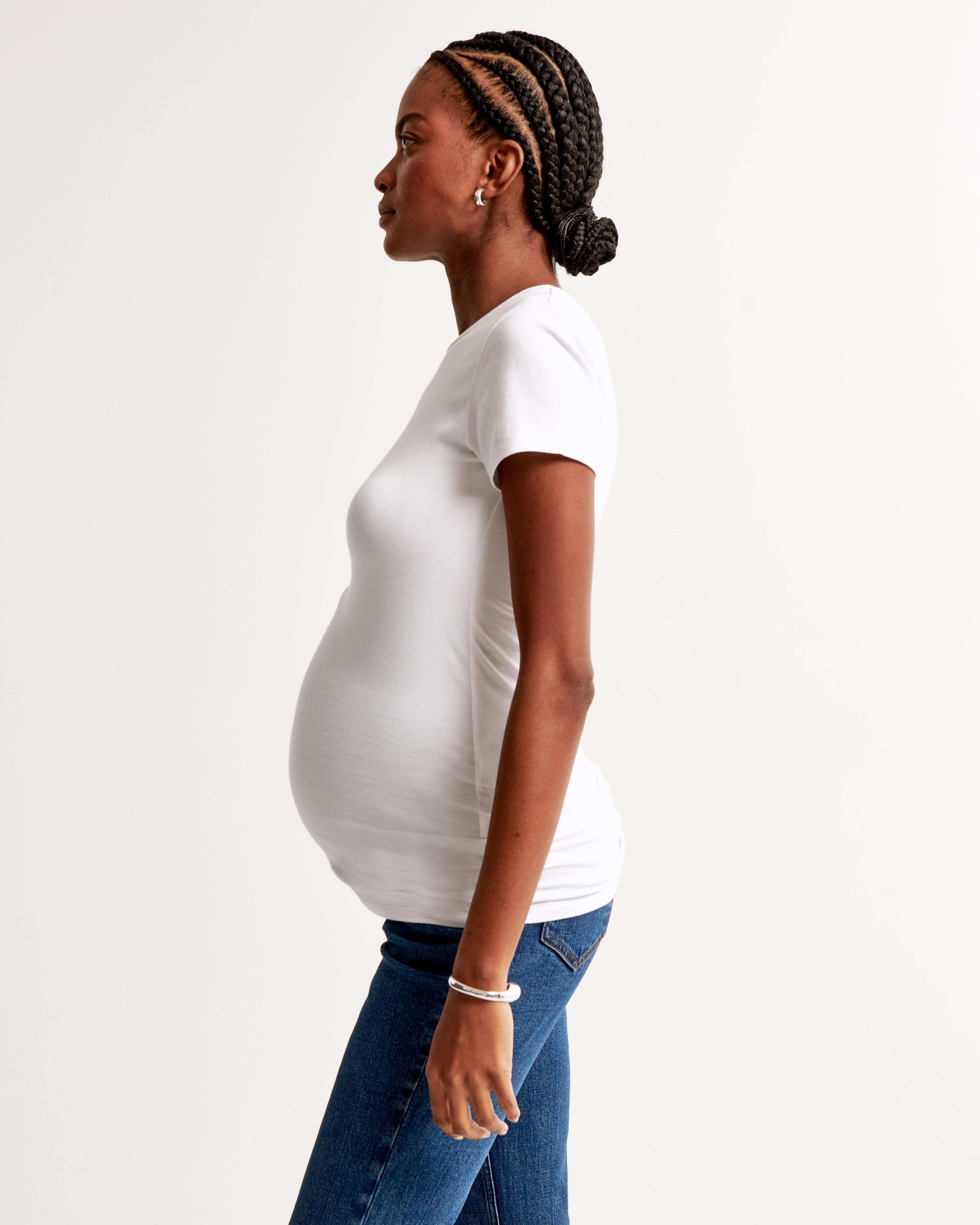 Maternity Short-Sleeve Cotton-Blend Seamless Fabric Tee Product Image