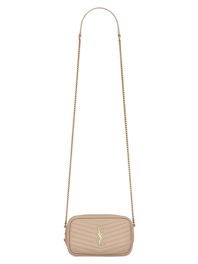 Saint Laurent - Lou Mini Ysl-logo Quilted-leather Cross-body Bag - Womens - Dark Beige Product Image