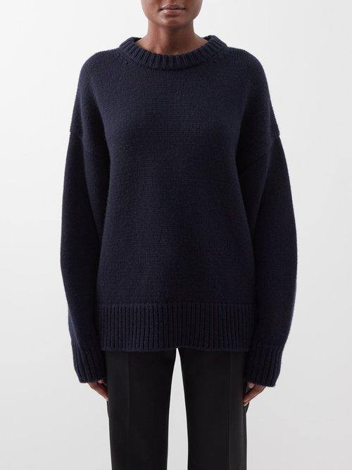 The Row - Ophelia Wool-blend Sweater - Womens - Navy Product Image