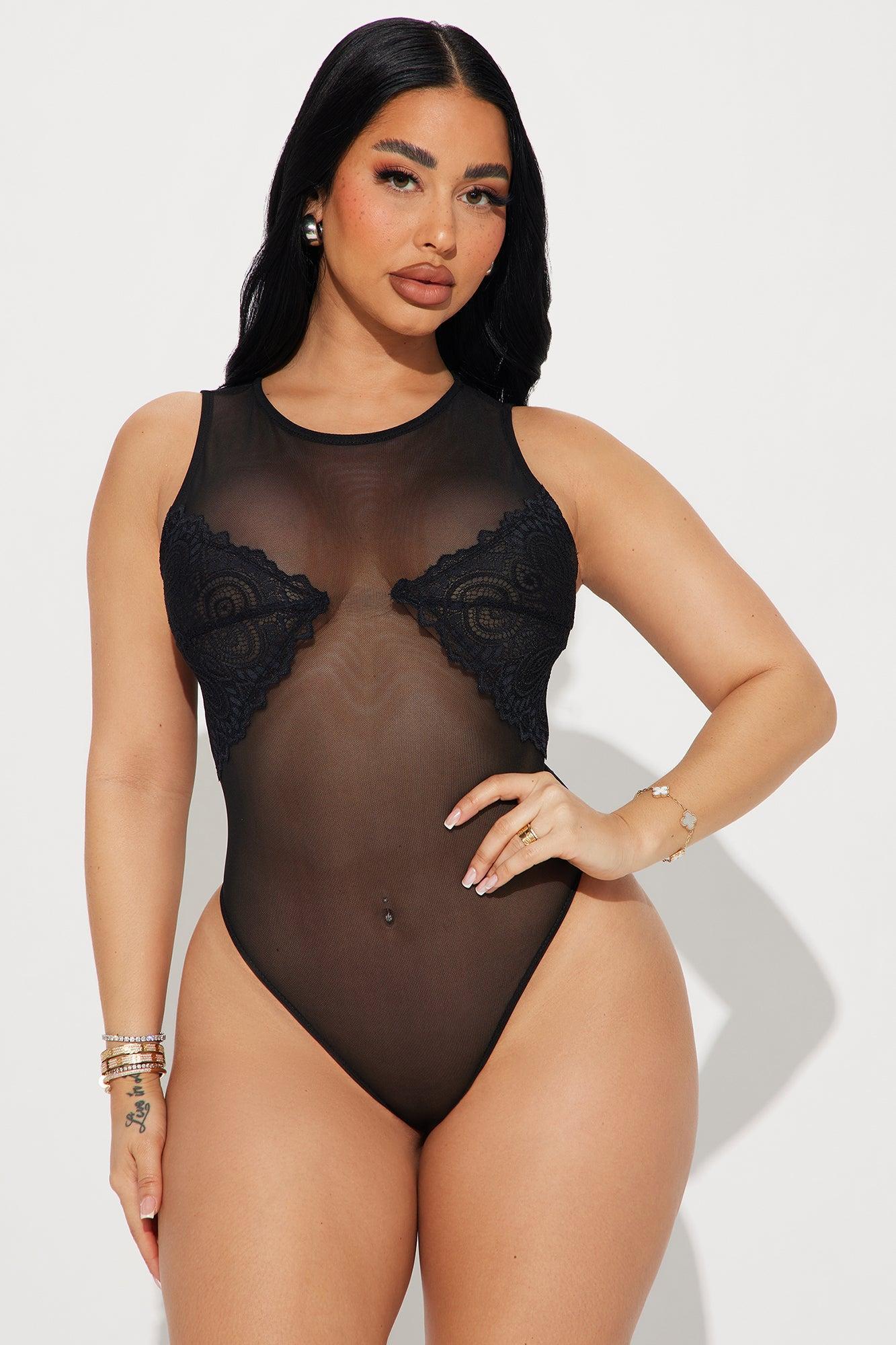 Worth Your While Mesh Bodysuit - Black Product Image