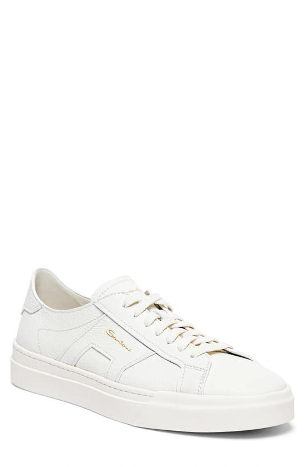 SANTONI Double Buckle Inspired Sneaker In White Product Image