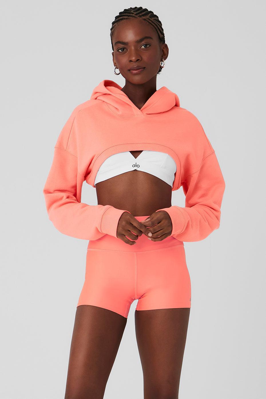 Cropped Shrug It Off Hoodie - Candy Orange Product Image