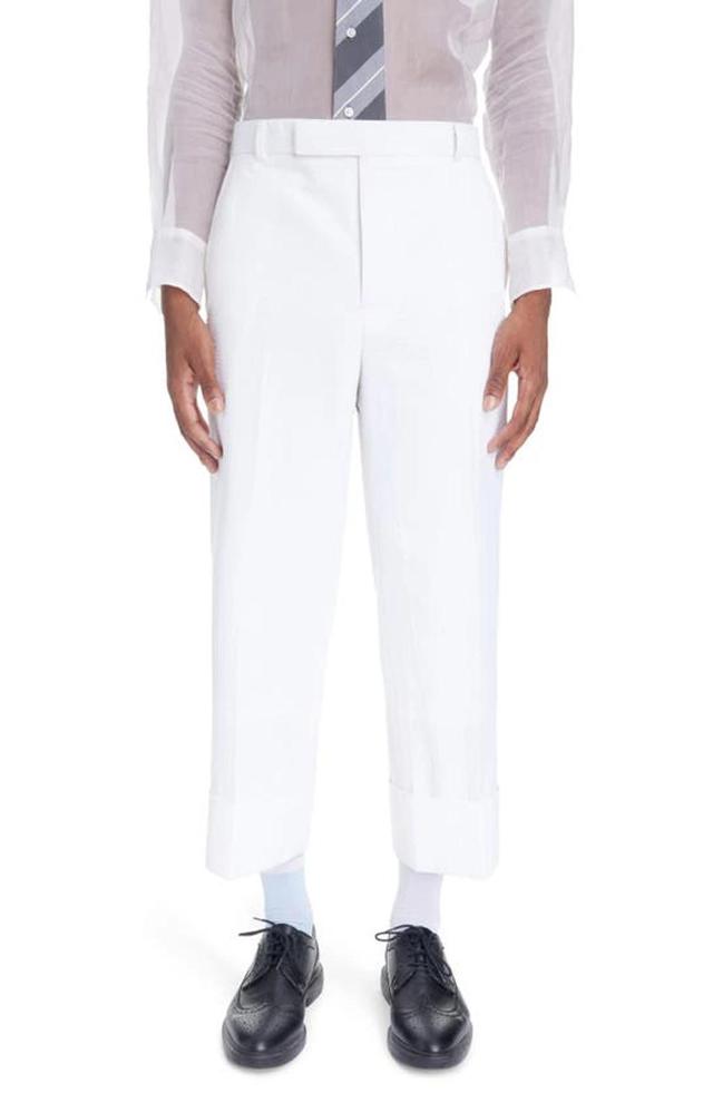 Low Rise Drop Crotch Backstrap Pants In White Product Image