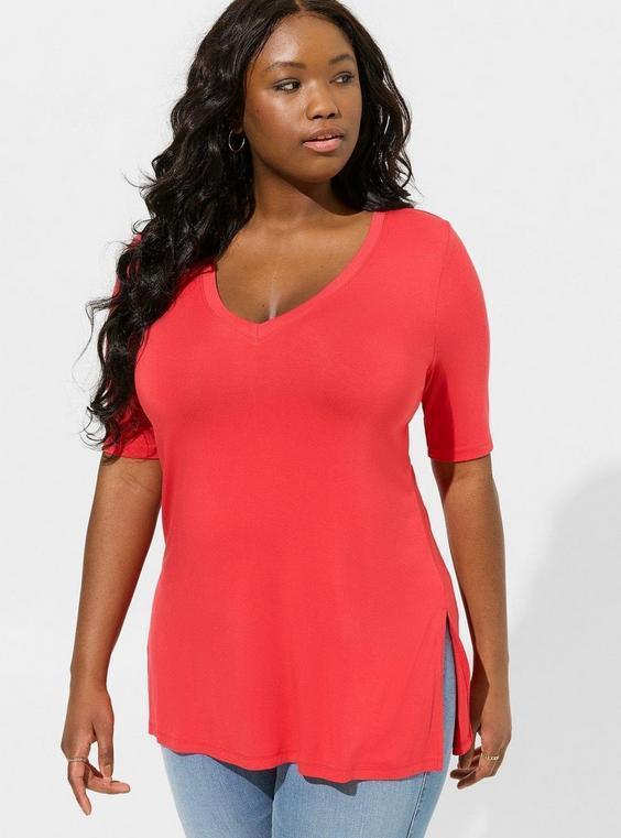 Favorite Tunic V-Neck Side Slit Tee Product Image