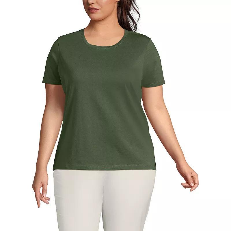 Plus Size Lands End Relaxed Supima Cotton Crewneck Tee, Womens Mint Ivory Product Image