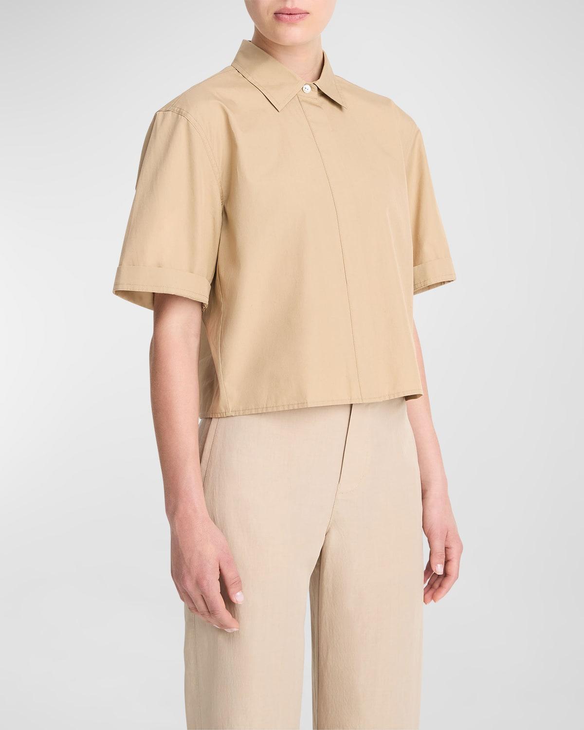 Short-Sleeve Cropped Cotton Shirt product image