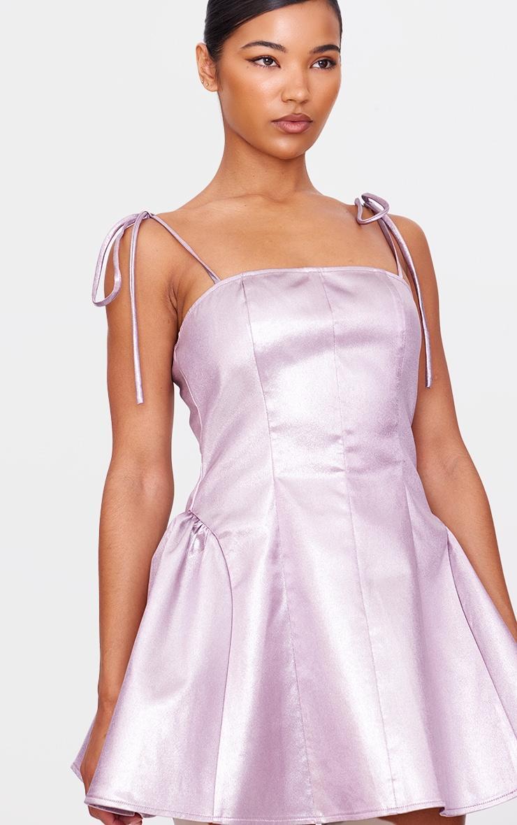 Pink Metallic Mini Skater Dress Product Image