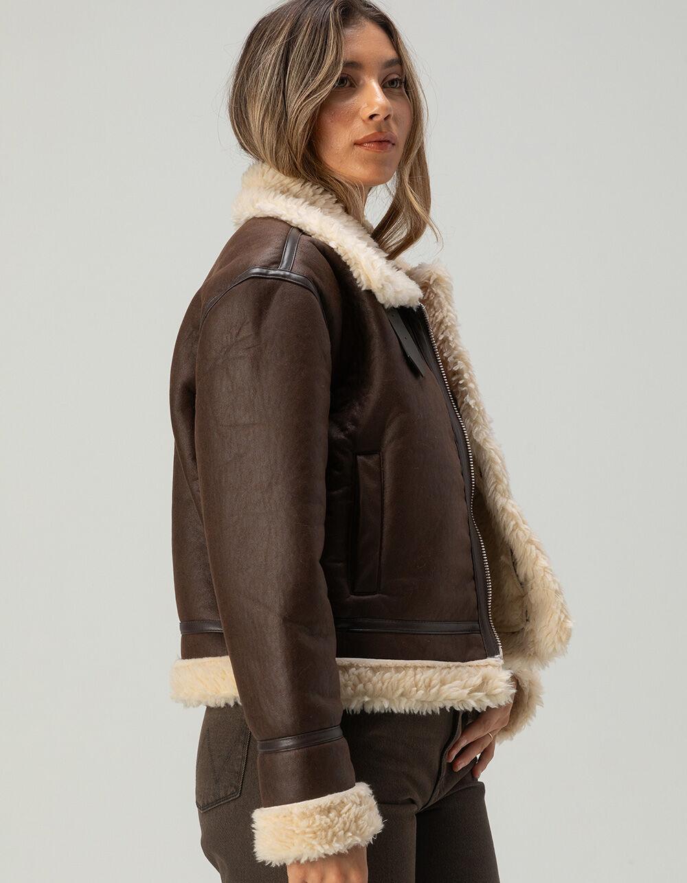 FULL TILT Womens Sherpa Moto Jacket Product Image