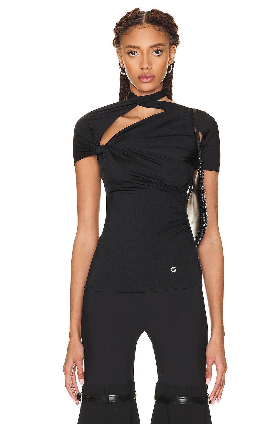 Coperni Asymmetric Draped Jersey Top Royal. (also in S). Product Image